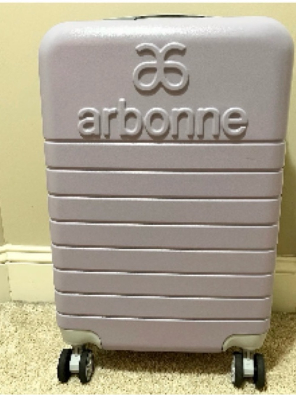 Arbonne hardshell carry on luggage rolling suitcase bag silver CLEAN